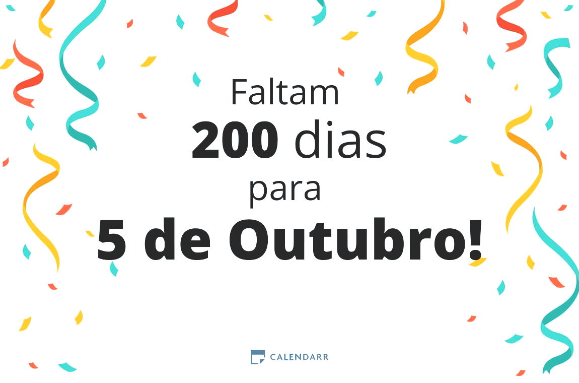 Descubra quantos dias faltam para 5 de Outubro - Calendarr