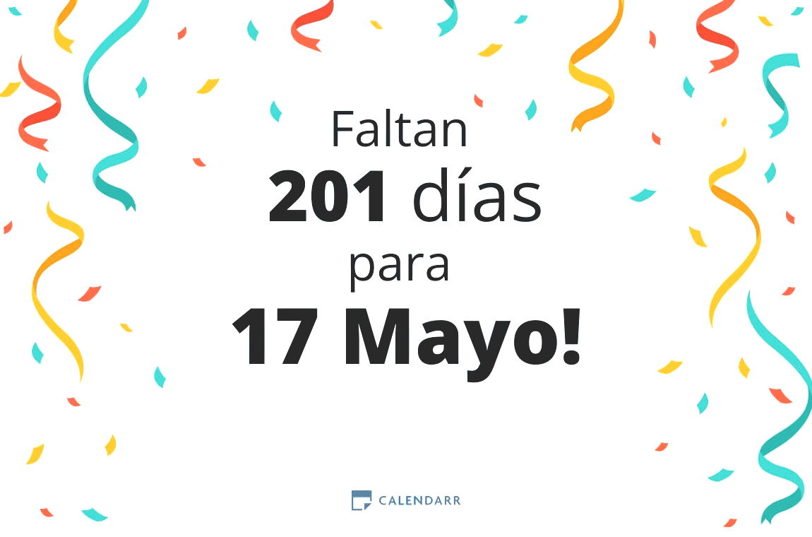 Descubre cuántos días faltan para 17 Mayo - Calendarr