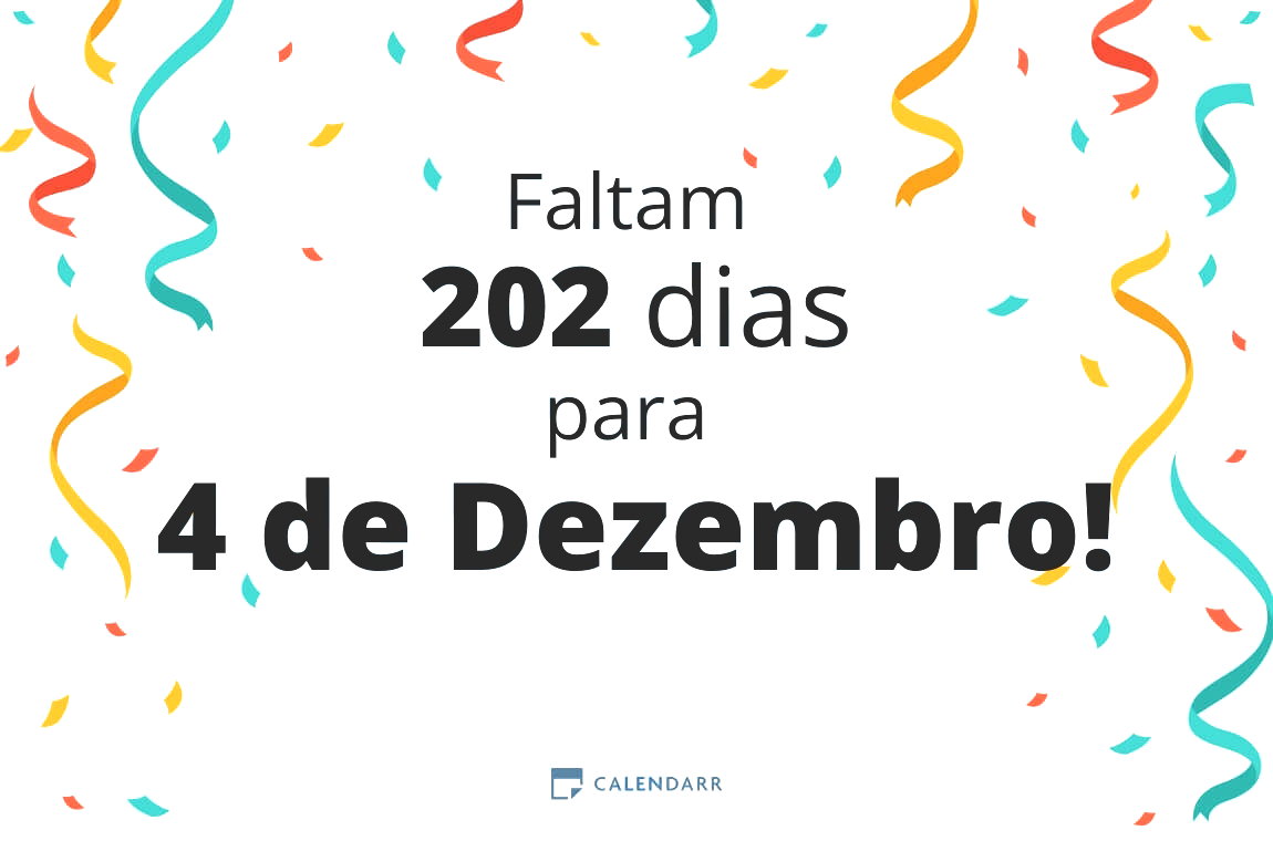 Descubra quantos dias faltam para 4 de Dezembro - Calendarr