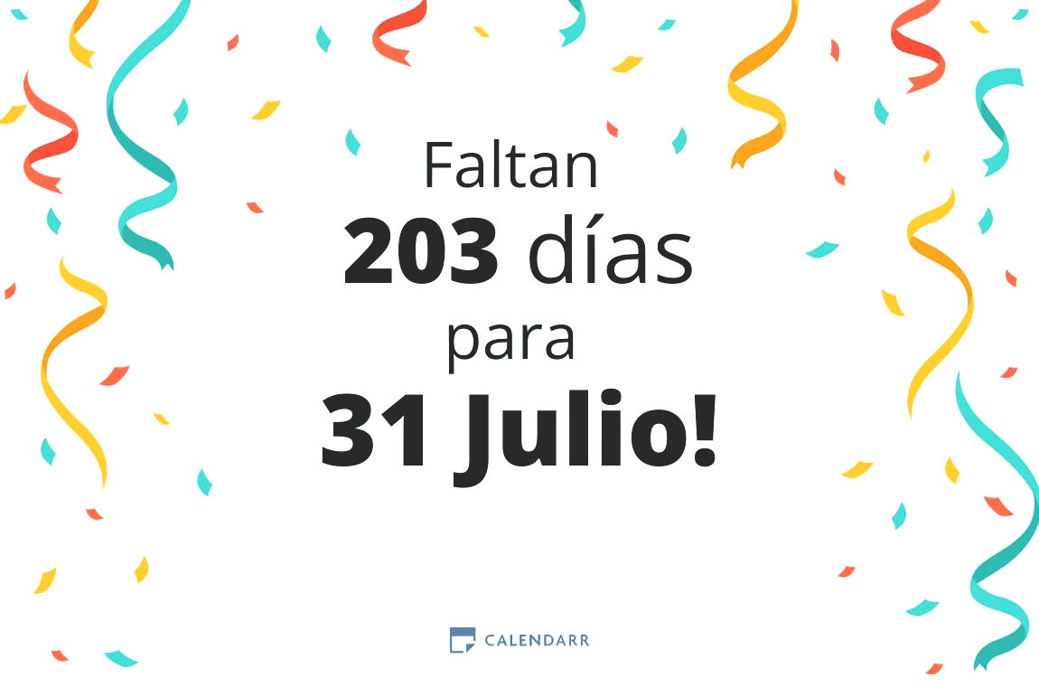 Descubre cuántos días faltan para 31 Julio - Calendarr