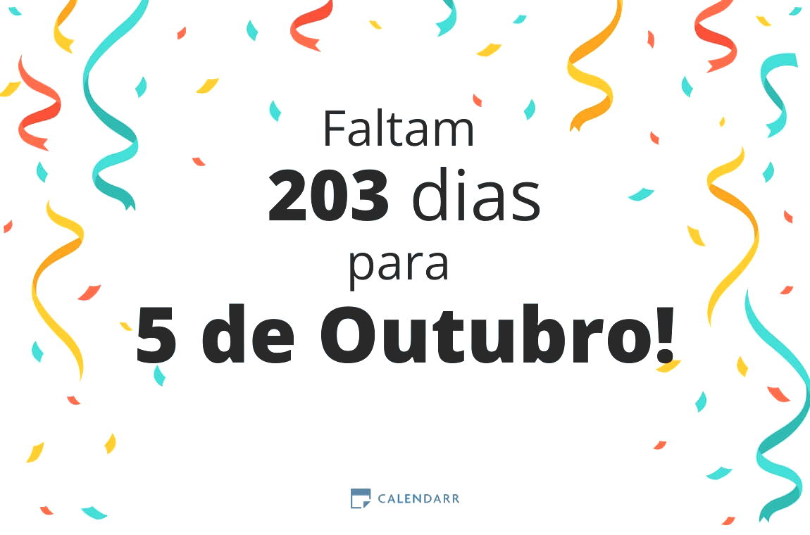 Descubra quantos dias faltam para 5 de Outubro - Calendarr