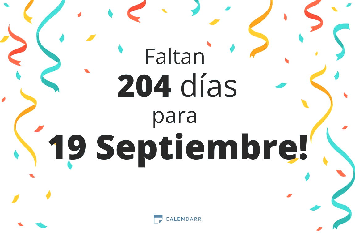 Descubre cuántos días faltan para 19 Septiembre - Calendarr