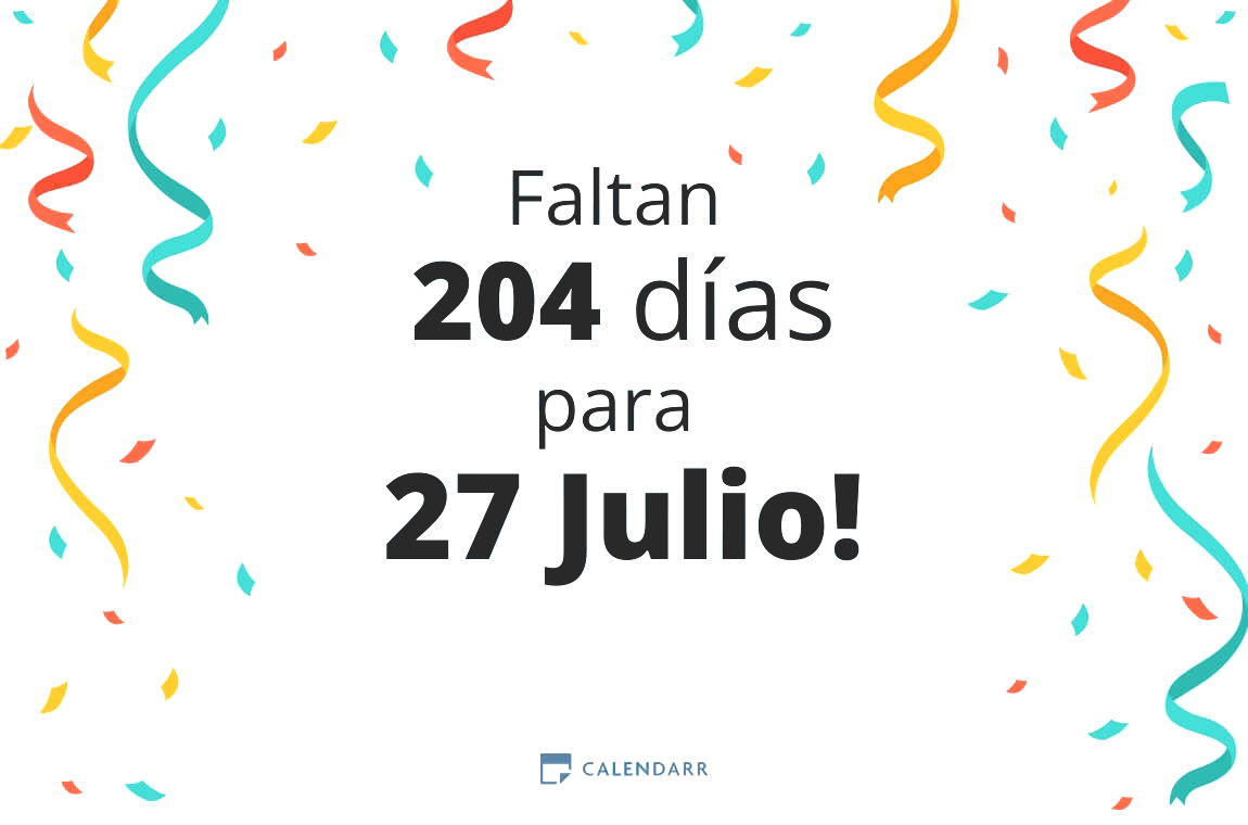 Descubre cuántos días faltan para 27 Julio - Calendarr