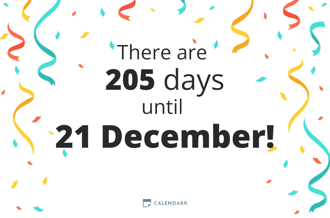 How many days until 21 December Calendarr