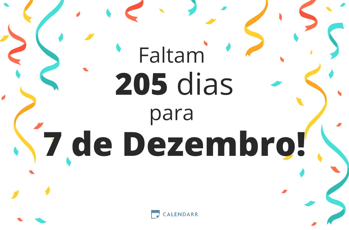 Descubra quantos dias faltam para 7 de Dezembro - Calendarr