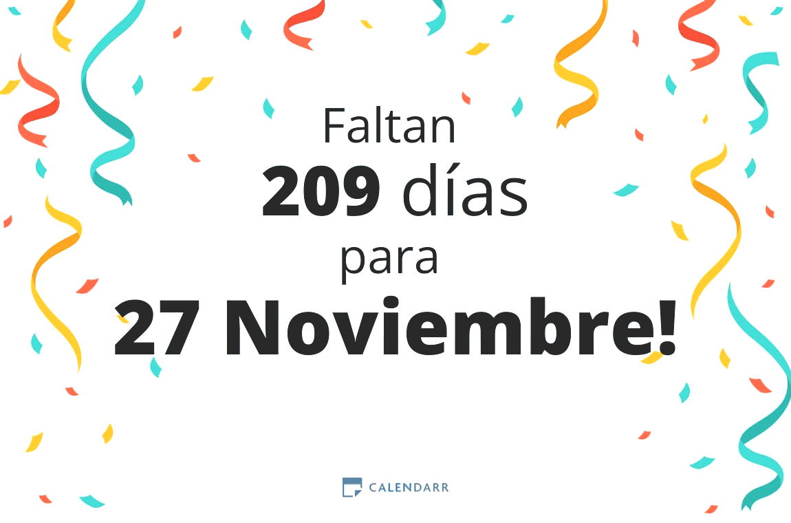Descubre cuántos días faltan para 27 Noviembre - Calendarr