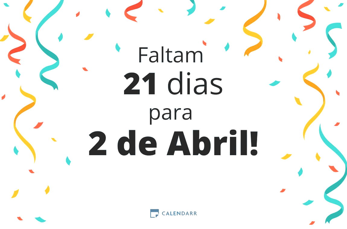 Descubra quantos dias faltam para 2 de Abril - Calendarr