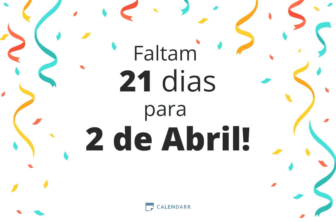 Descobre quantos dias faltam para 2 de Abril - Calendarr