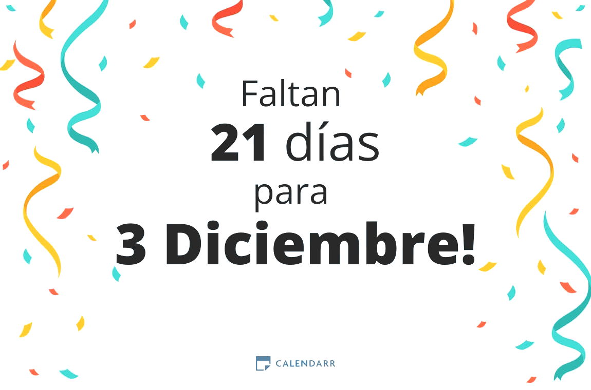 Descubre cuántos días faltan para 3 Diciembre - Calendarr