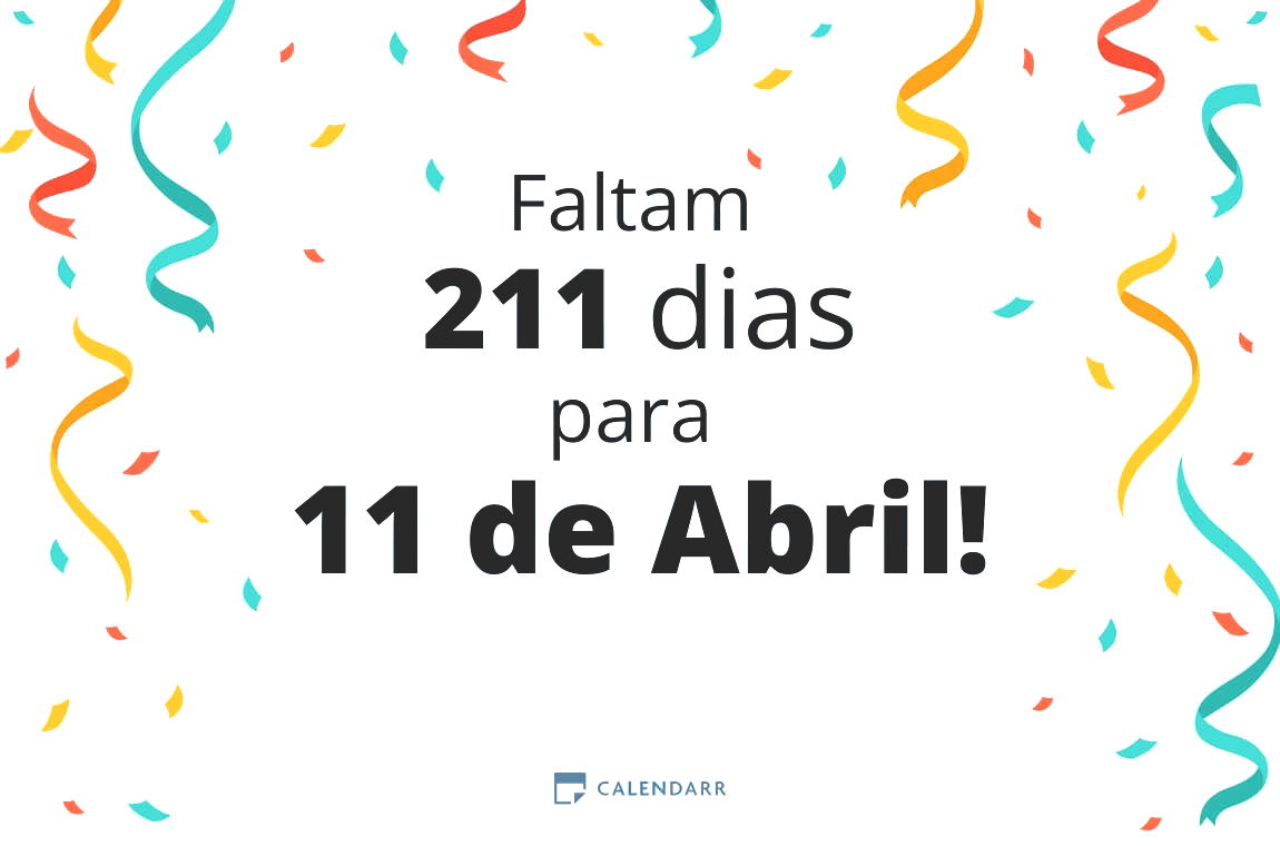 Descubra quantos dias faltam para 11 de Abril - Calendarr
