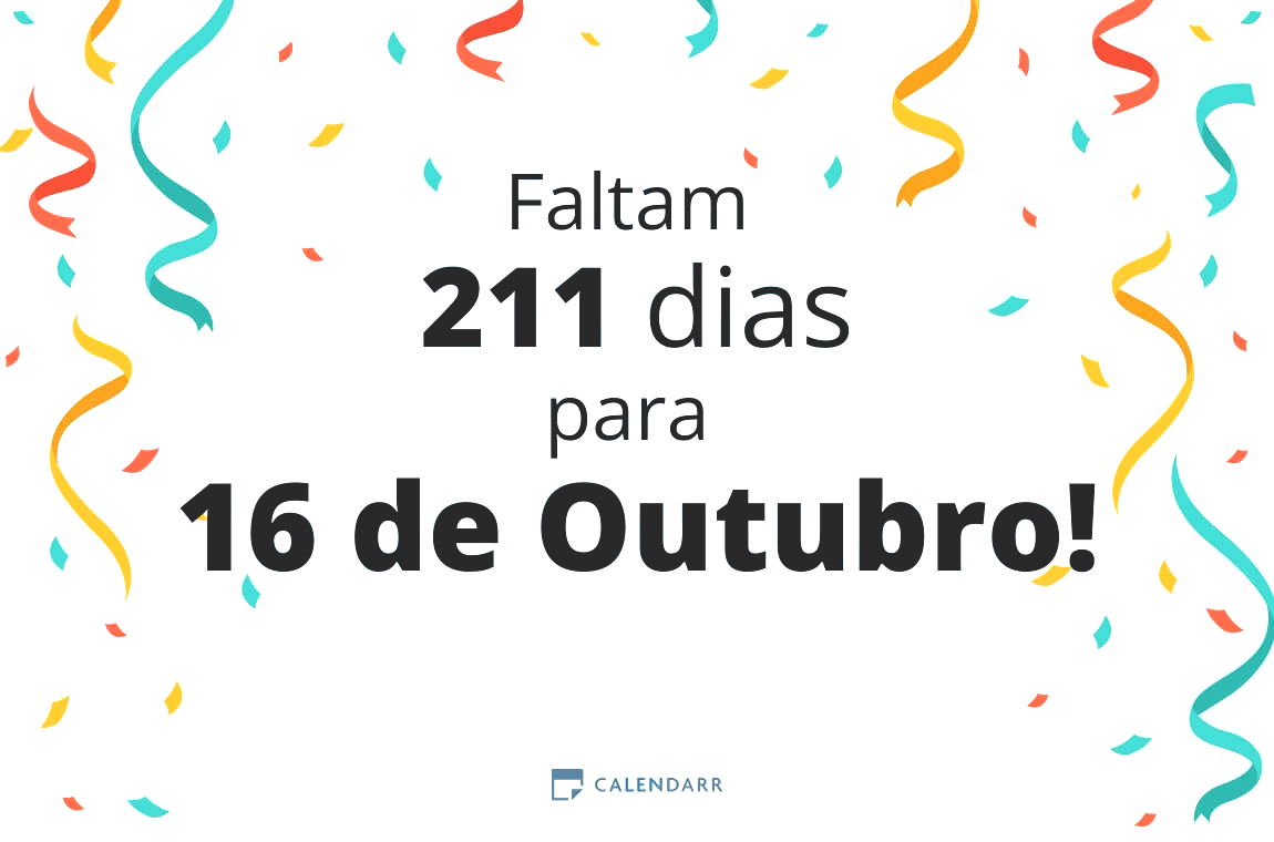 Descubra quantos dias faltam para 16 de Outubro - Calendarr