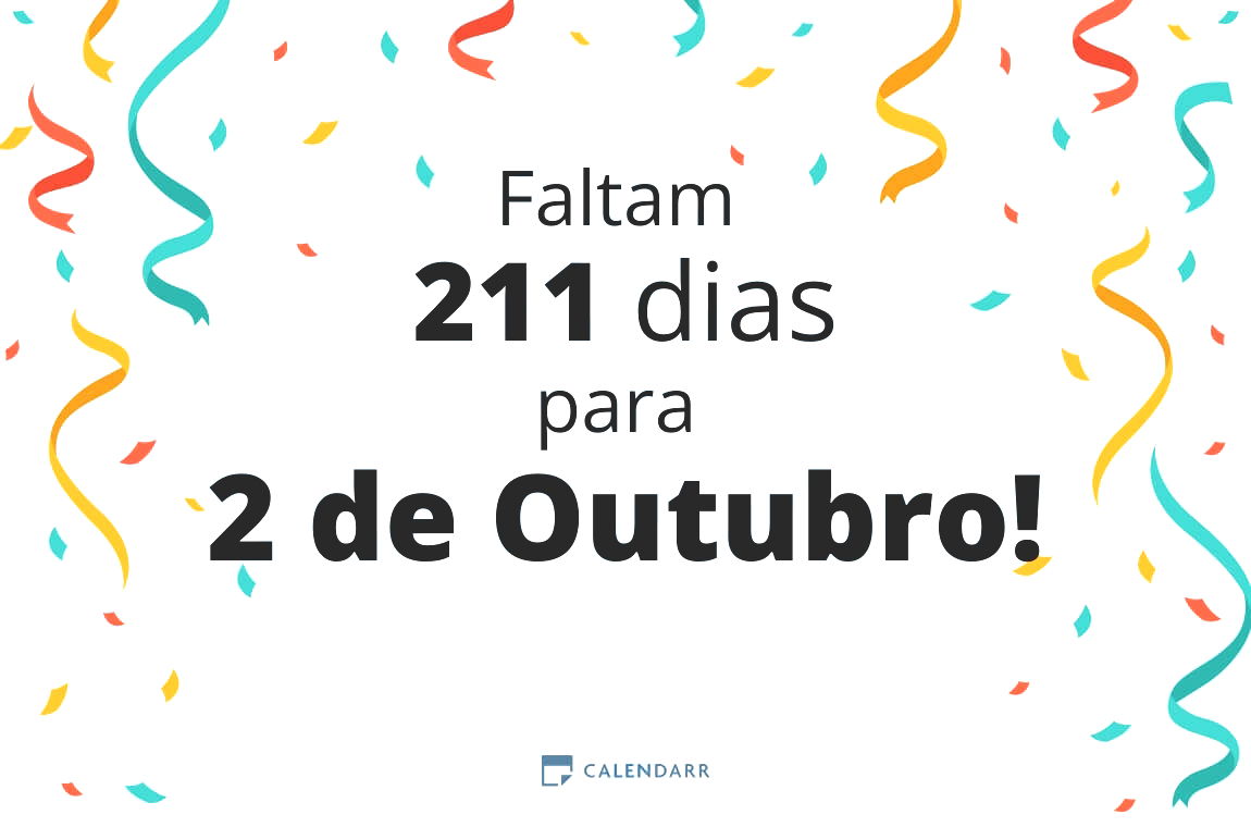 Descubra quantos dias faltam para 2 de Outubro - Calendarr