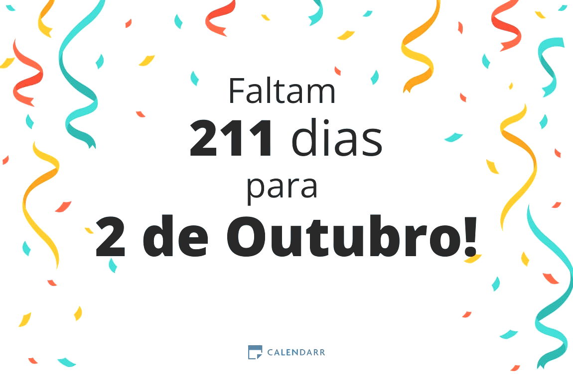 Descobre quantos dias faltam para 2 de Outubro - Calendarr