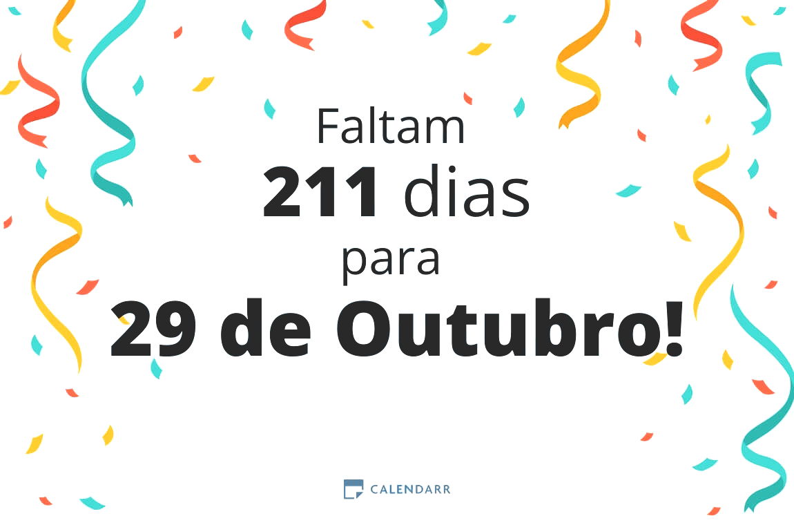 Descobre quantos dias faltam para 29 de Outubro - Calendarr