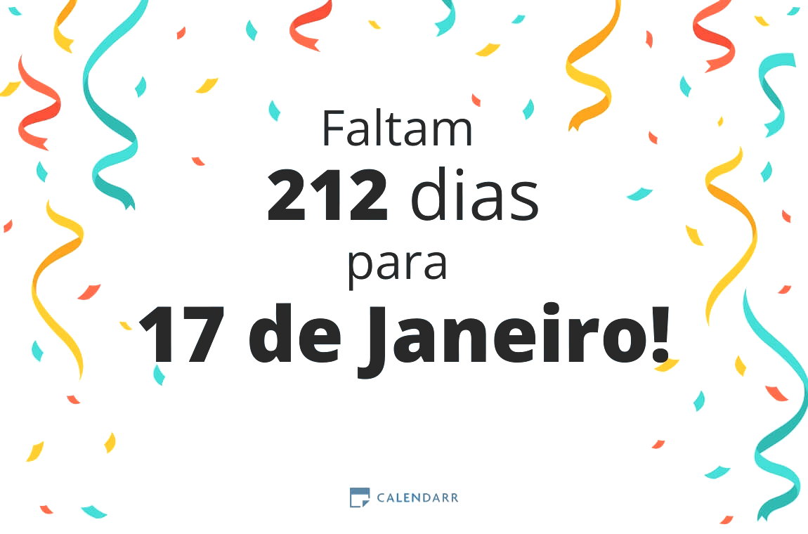 Descubra quantos dias faltam para 17 de Janeiro - Calendarr