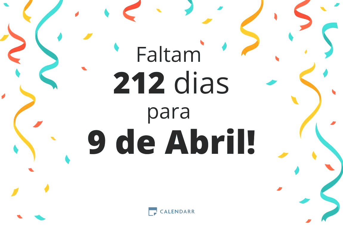 Descobre quantos dias faltam para 9 de Abril - Calendarr