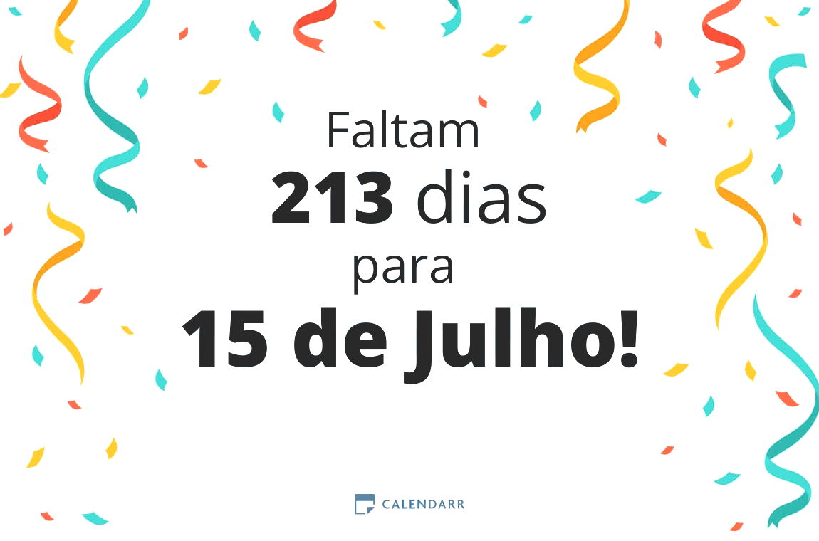 Descobre quantos dias faltam para 15 de Julho - Calendarr