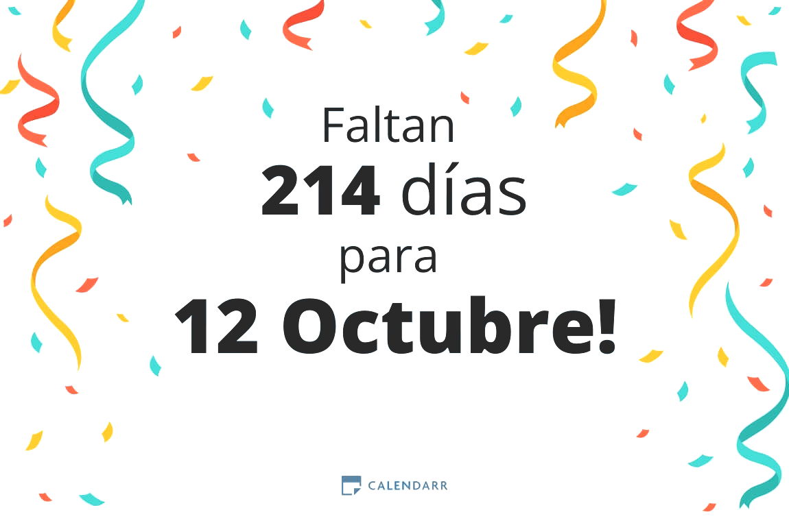 Descubre cuántos días faltan para 12 Octubre - Calendarr