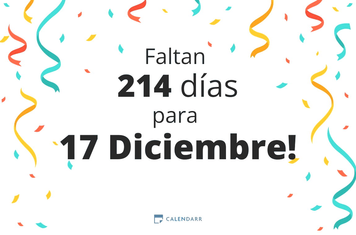 Descubre cuántos días faltan para 17 Diciembre - Calendarr