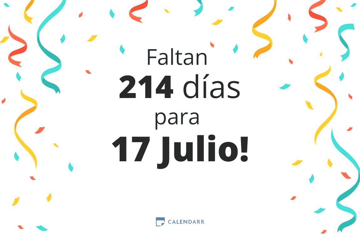 Descubre cuántos días faltan para 17 Julio - Calendarr