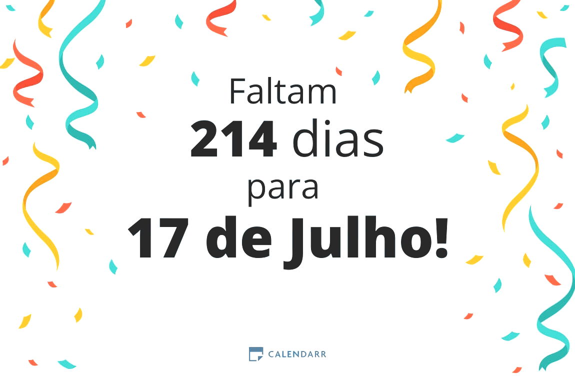 Descubra quantos dias faltam para 17 de Julho - Calendarr