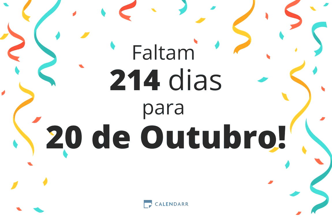 Descobre quantos dias faltam para 20 de Outubro - Calendarr