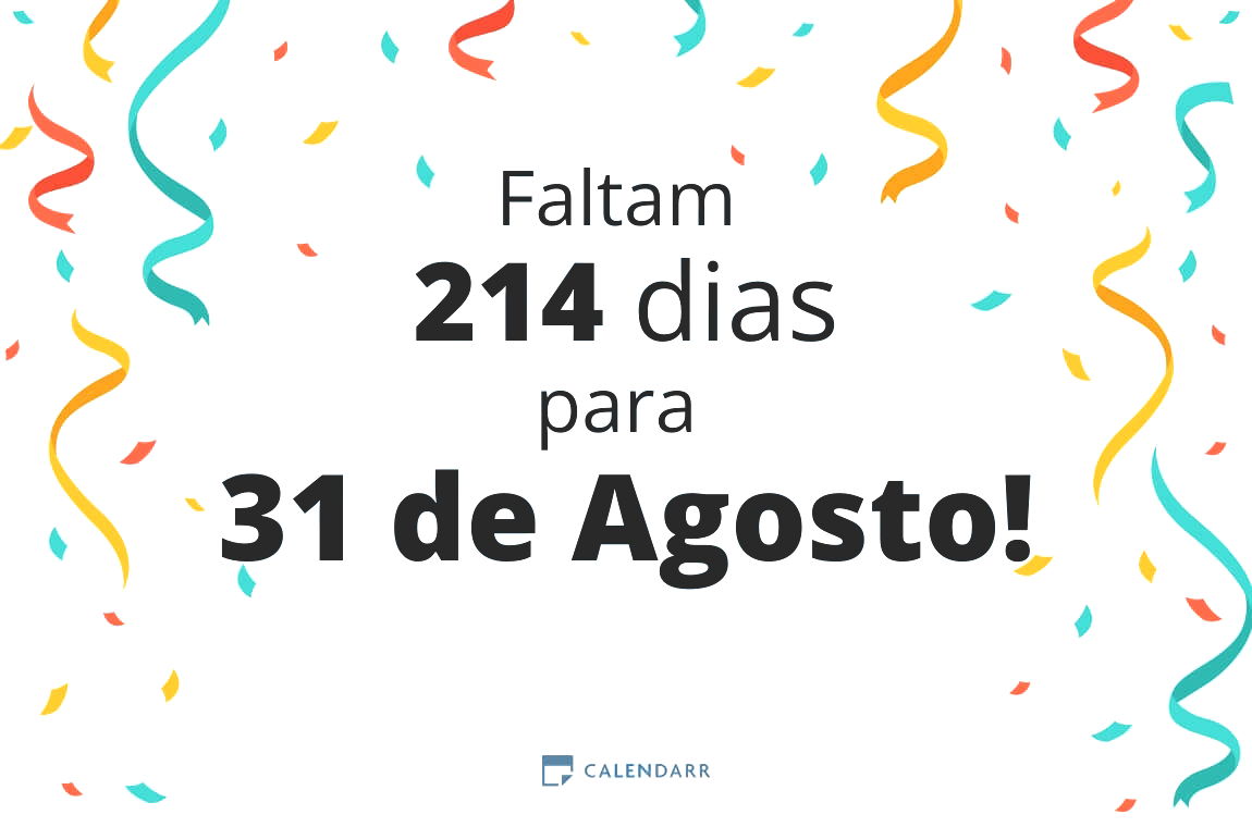 Descobre quantos dias faltam para 31 de Agosto - Calendarr