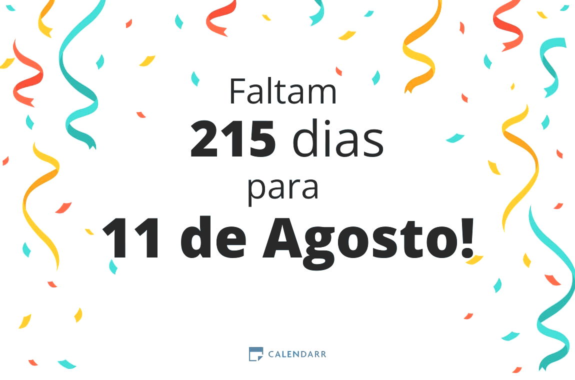 Descubra quantos dias faltam para 11 de Agosto - Calendarr
