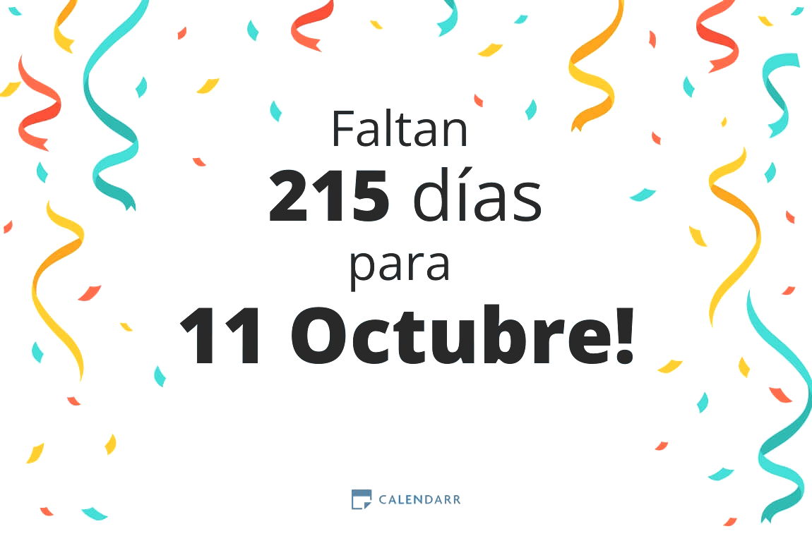 Descubre cuántos días faltan para 11 Octubre - Calendarr