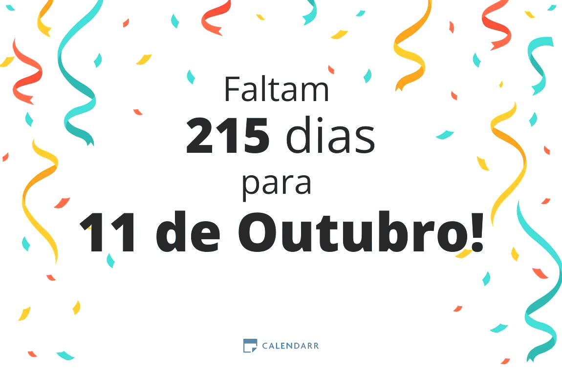 Descubra quantos dias faltam para 11 de Outubro - Calendarr