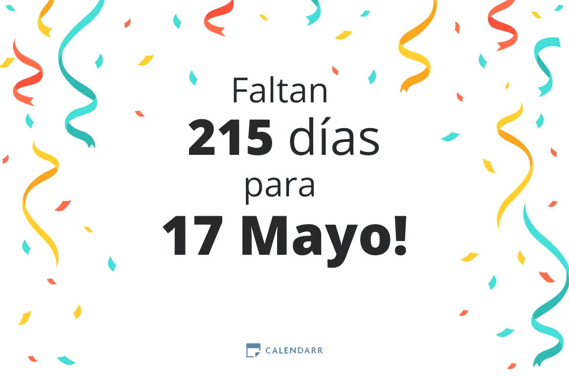 Descubre cuántos días faltan para 17 Mayo - Calendarr