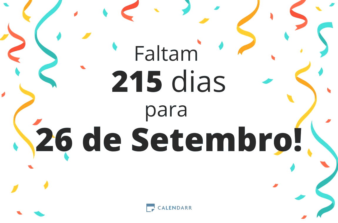 Descubra quantos dias faltam para 26 de Setembro - Calendarr