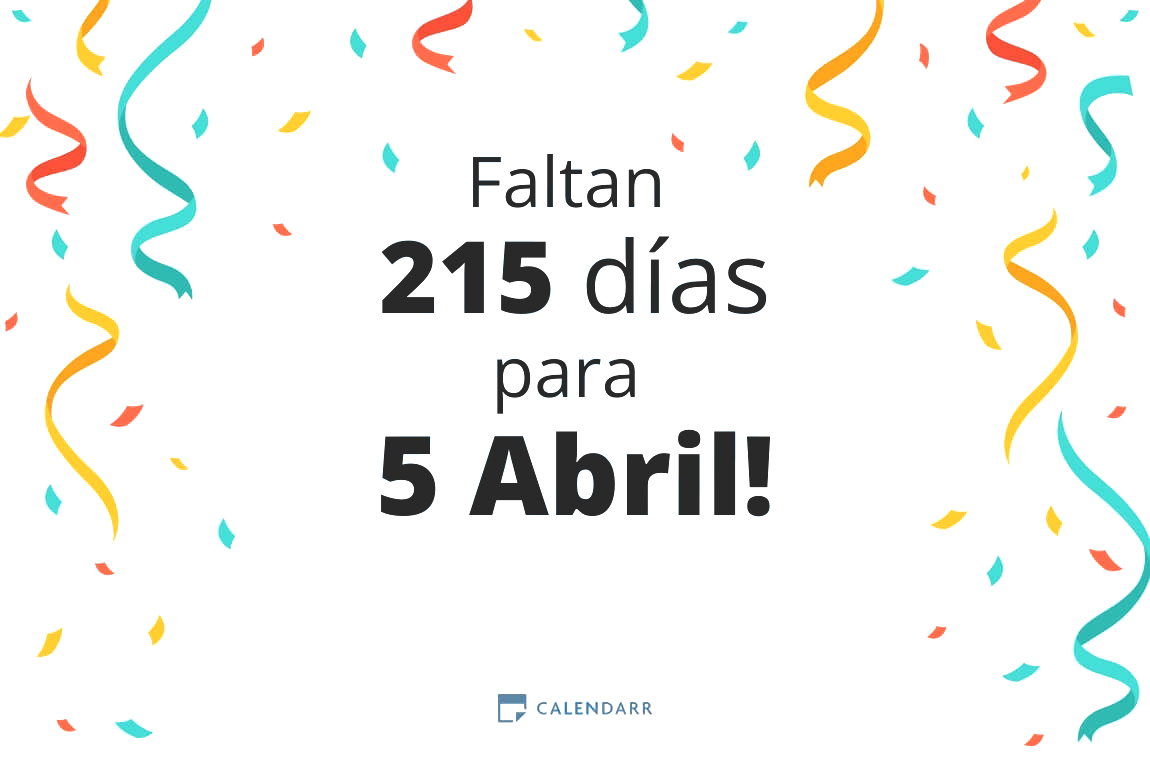 Descubre cuántos días faltan para 5 Abril - Calendarr