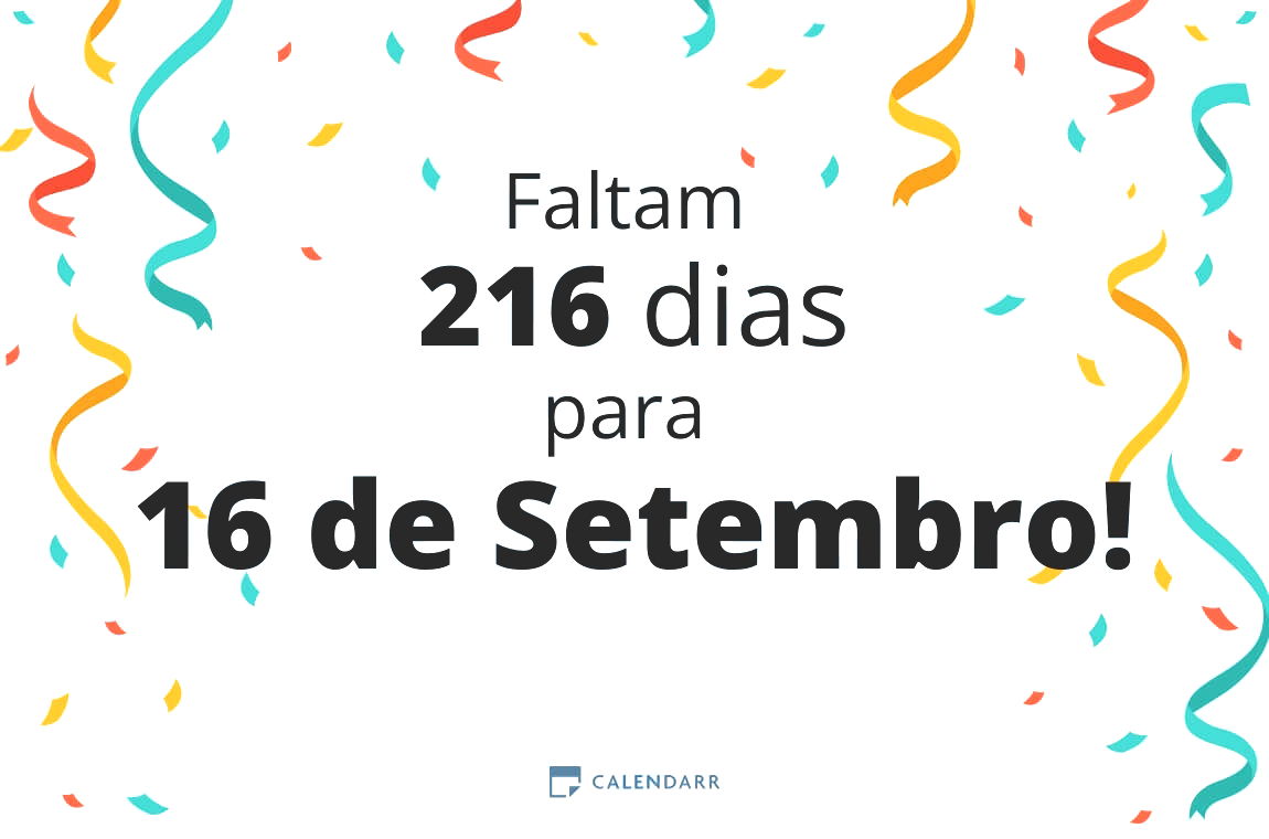 Descubra quantos dias faltam para 16 de Setembro - Calendarr