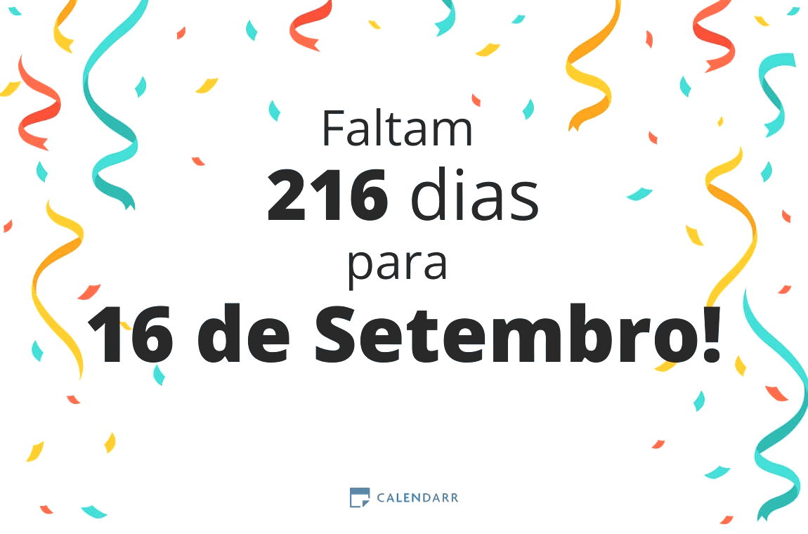 Descobre quantos dias faltam para 16 de Setembro - Calendarr