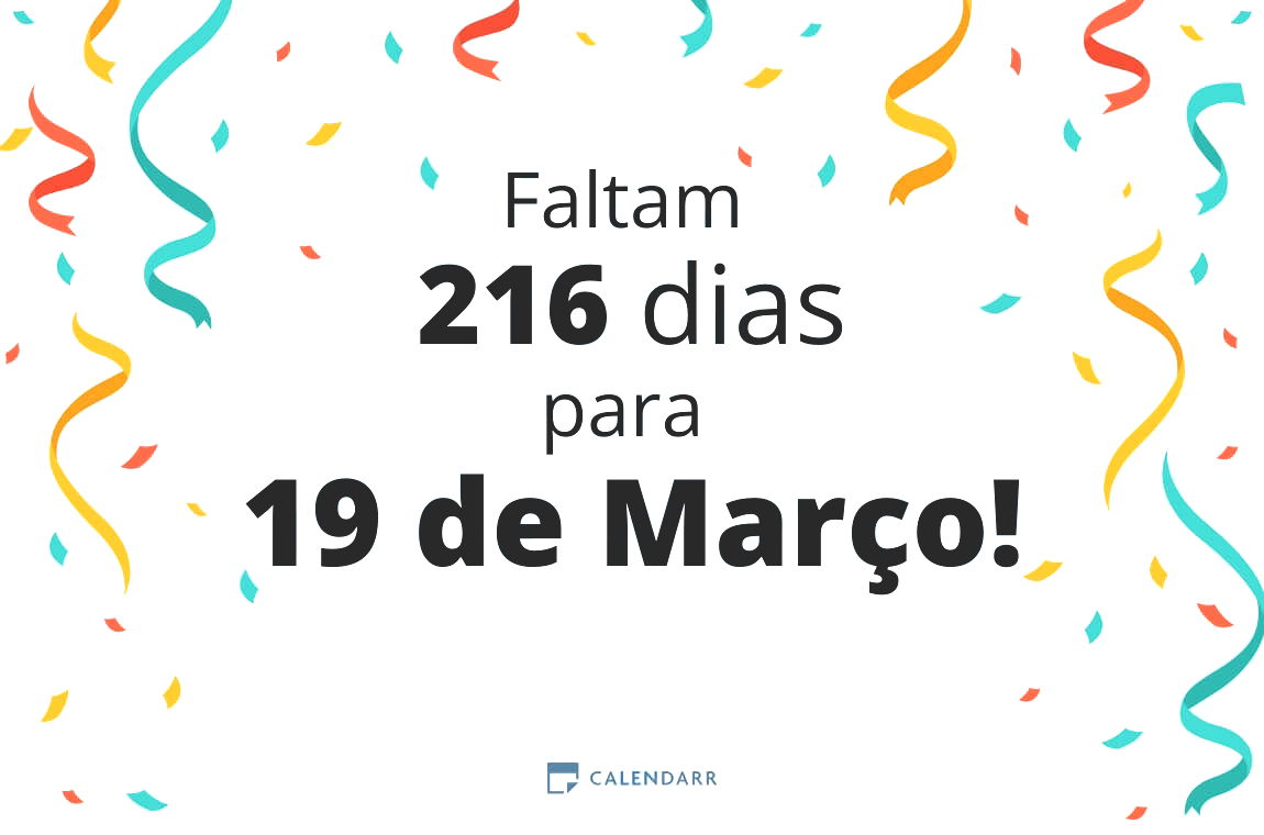 Descubra quantos dias faltam para 19 de Março - Calendarr