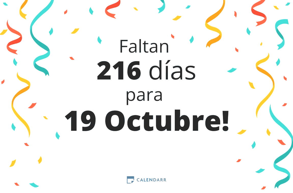 Descubre cuántos días faltan para 19 Octubre - Calendarr