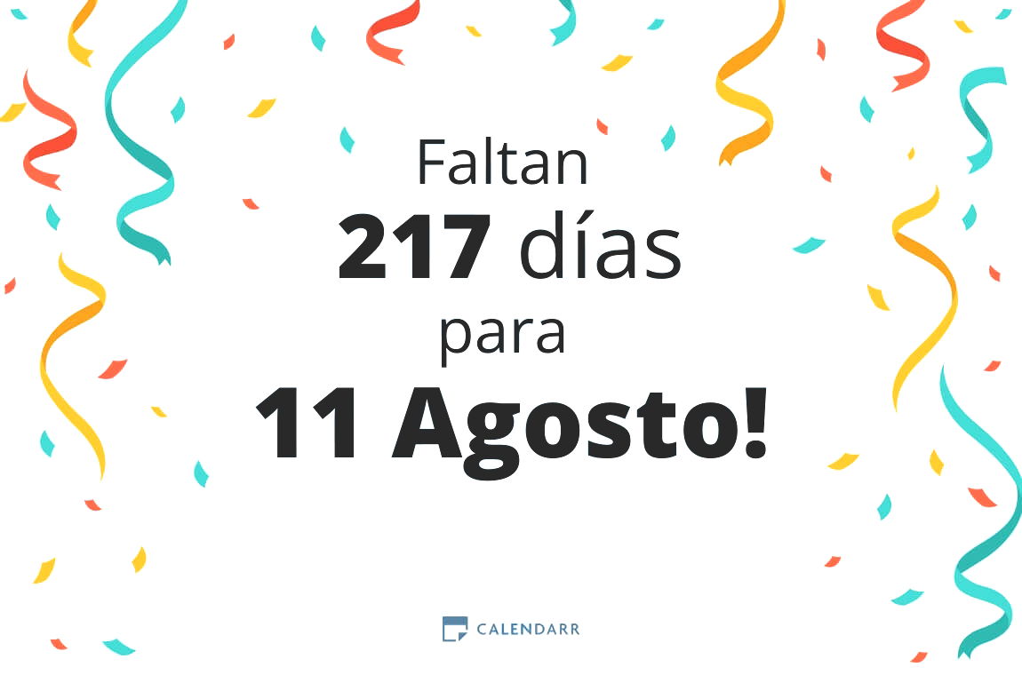 Descubre cuántos días faltan para 11 Agosto - Calendarr