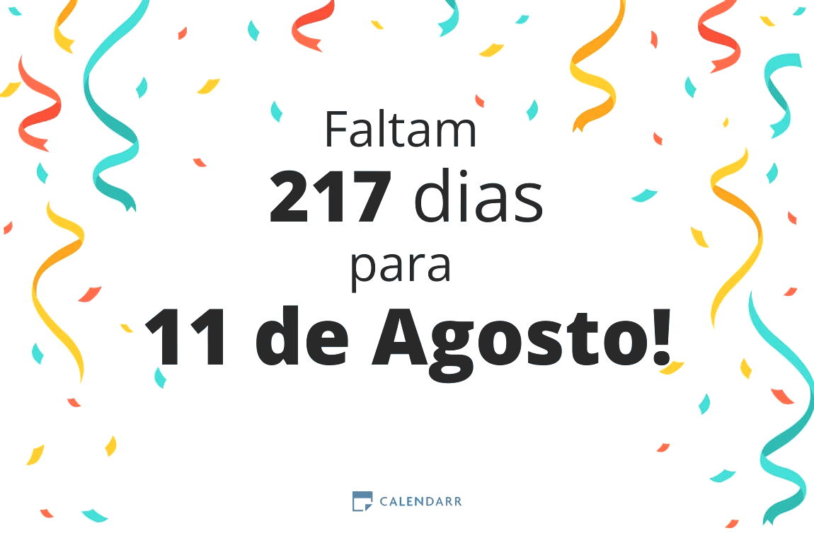 Descubra quantos dias faltam para 11 de Agosto - Calendarr