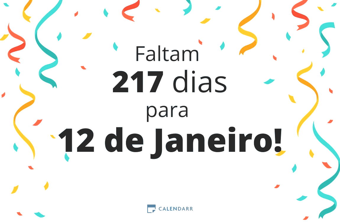 Descubra quantos dias faltam para 12 de Janeiro - Calendarr