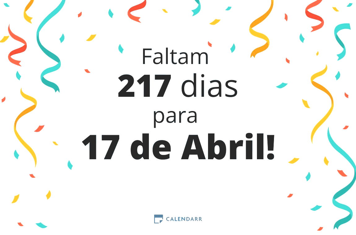Descubra quantos dias faltam para 17 de Abril - Calendarr