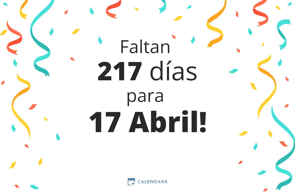 Descubre cuántos días faltan para 17 Abril - Calendarr
