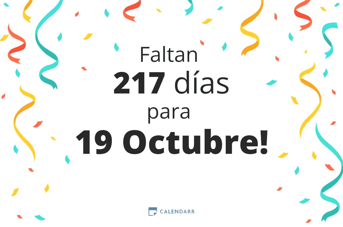 Descubre cuántos días faltan para 19 Octubre - Calendarr