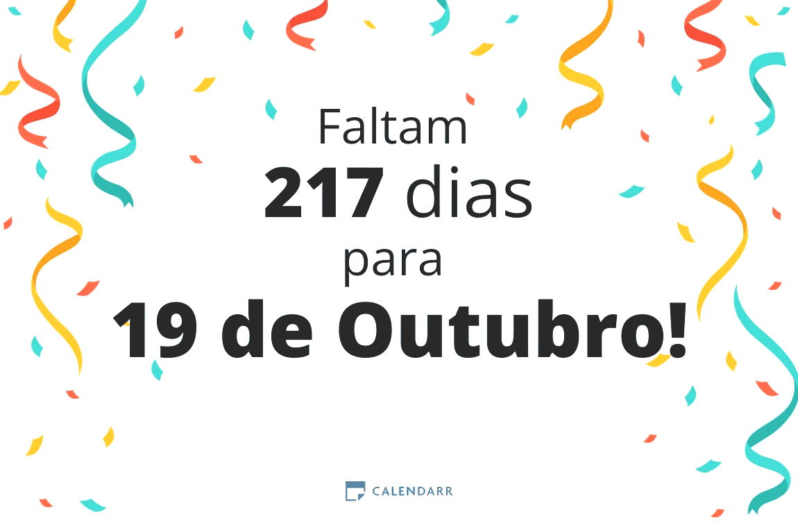 Descubra quantos dias faltam para 19 de Outubro - Calendarr