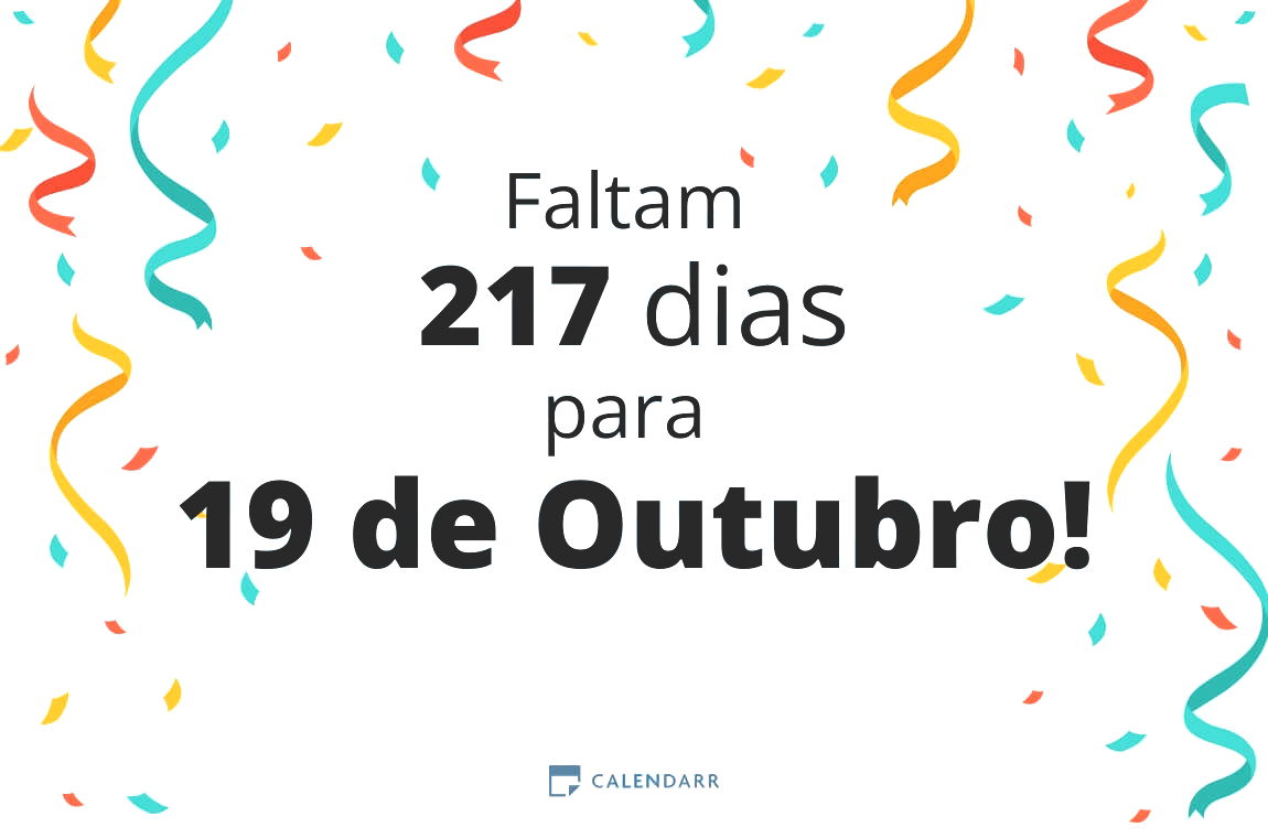 Descobre quantos dias faltam para 19 de Outubro - Calendarr