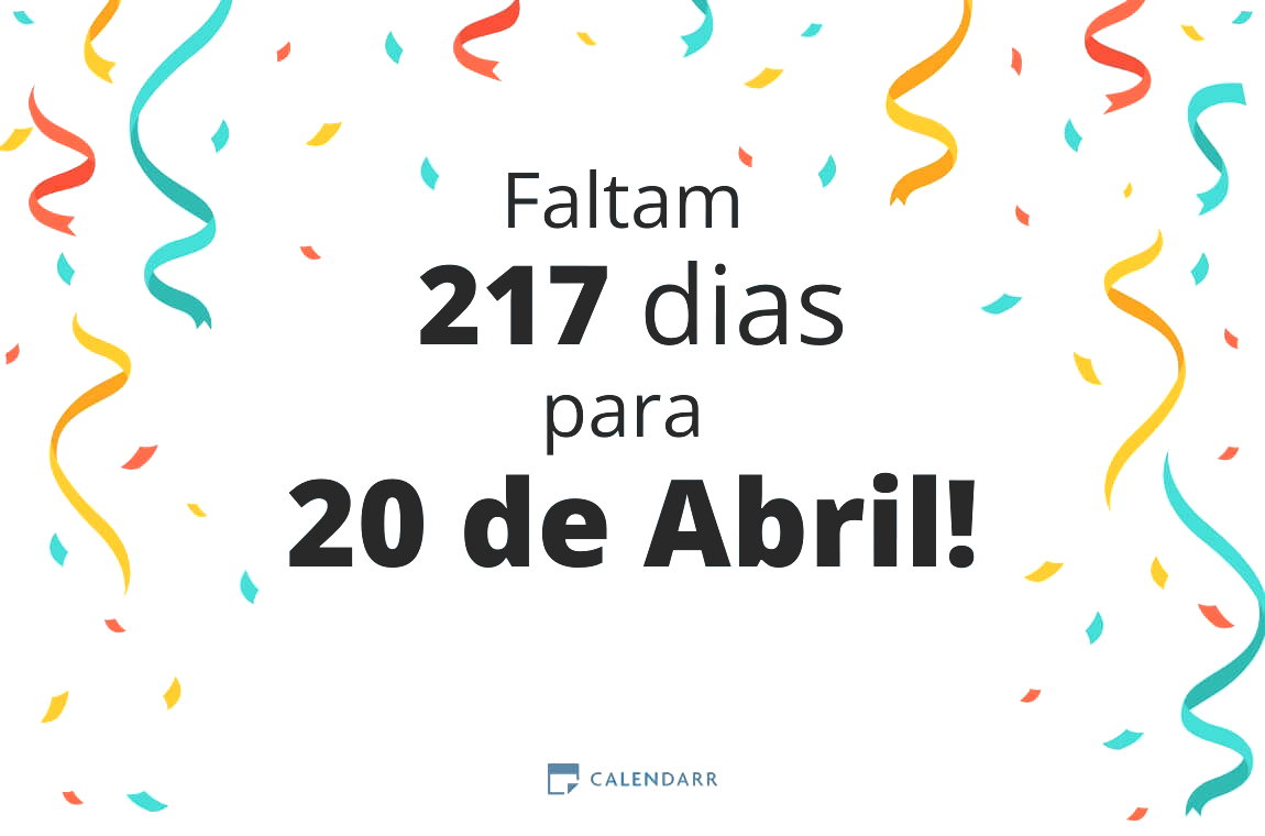 Descobre quantos dias faltam para 20 de Abril - Calendarr
