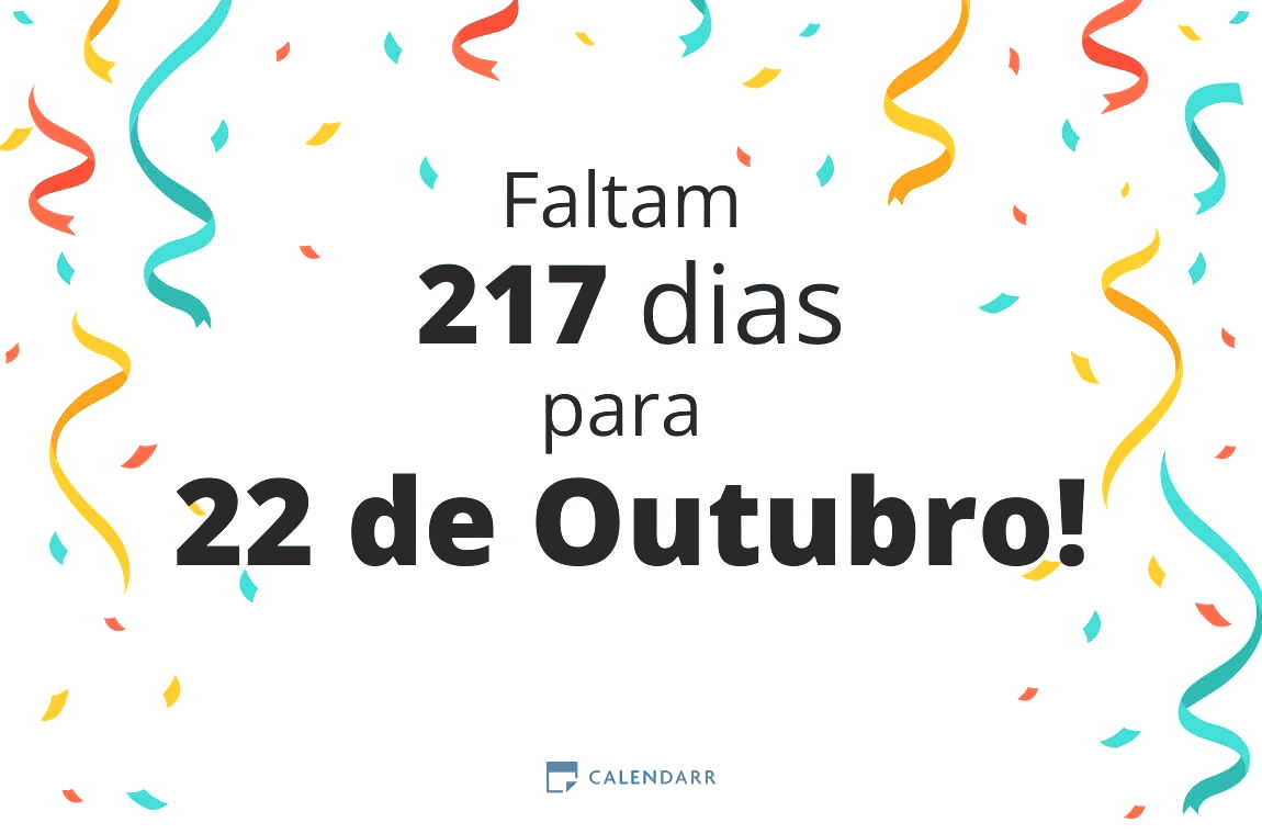 Descubra quantos dias faltam para 22 de Outubro - Calendarr