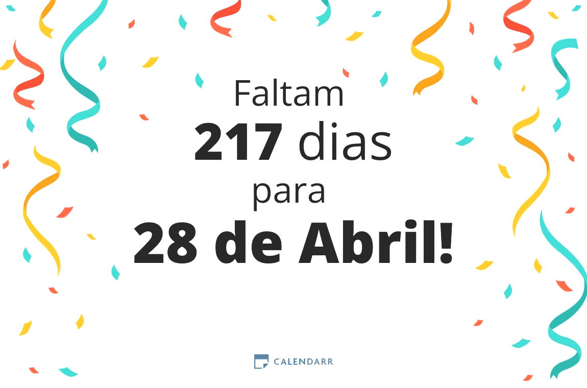 Descubra quantos dias faltam para 28 de Abril - Calendarr