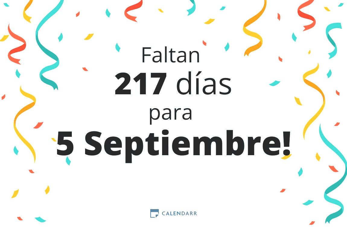 Descubre cuántos días faltan para 5 Septiembre - Calendarr