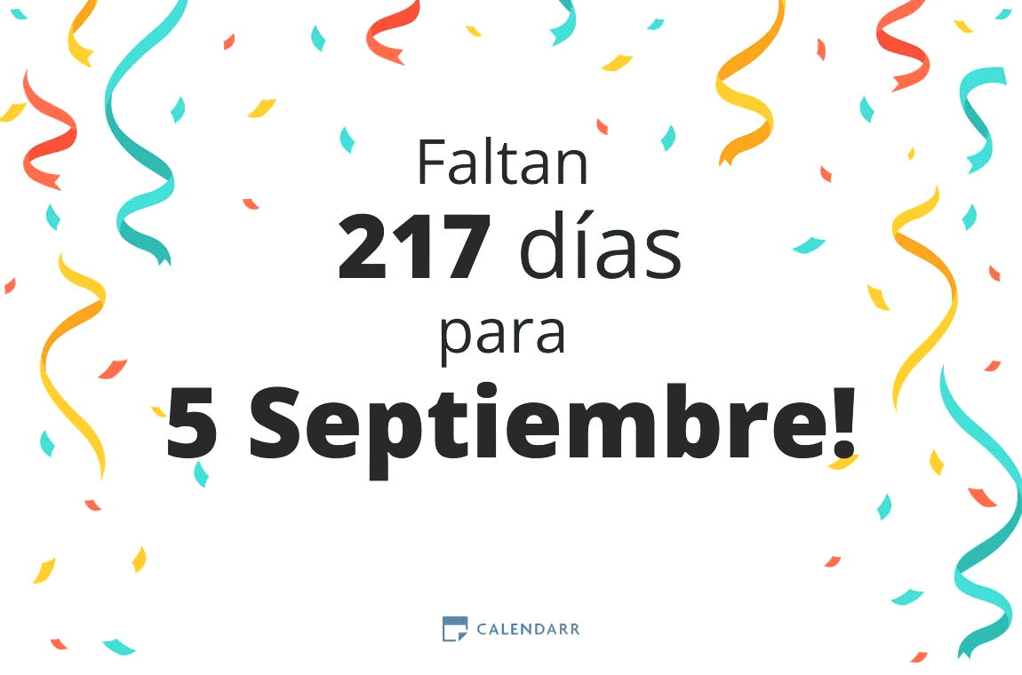Descubre cuántos días faltan para 5 Septiembre - Calendarr